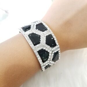 Black & silver rhinestone bracelet